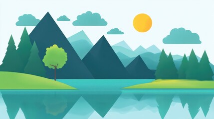 Obraz premium Peaceful mountain lake scene