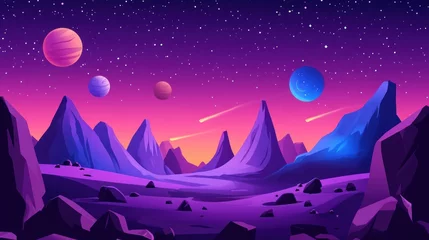 Gordijnen Colorful alien landscape at night © itol