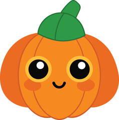 Chubby Pumpkin Emoji with Green Leaf Cap