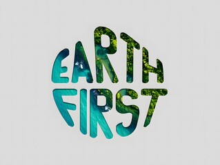 Earth First Environmental Awareness Poster Design Emphasizing the Beauty of Nature and the Importance of Conservation