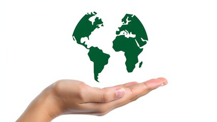 Hand Holding Green Earth Concept Illustration Environmental Awareness Responsibility and Protection