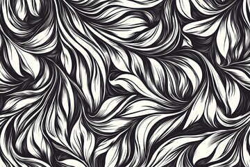 Swirling black and white abstract pattern showcases an organic, flowing and dynamic artistic expression