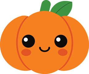 Chunky Pumpkin Icon with Leafy Top and Side