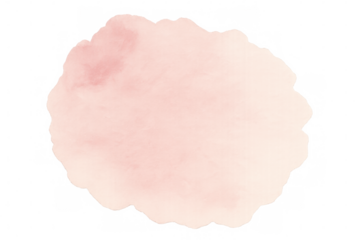 Delicate pink watercolor stain spreading softly, creating textured elegance with transparent background for subtle design enhancement
