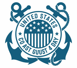 United States Coast Guard Day August 4 Emblem, vector illustration