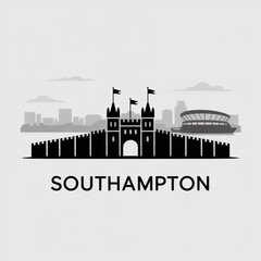 Fototapeta premium Southampton Skyline Silhouette — Historic English Port City Vector Illustration