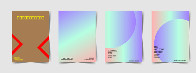 Modern gradient prism poster background vector sets. Cover template with vibrant perspective geometric prism shapes different. Ideal design for social media, post, ads.