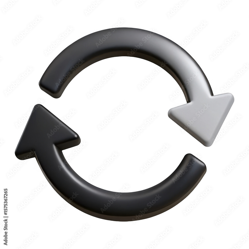 Aufkleber 3d realistic circular arrows reload icon isolated on transparent background
