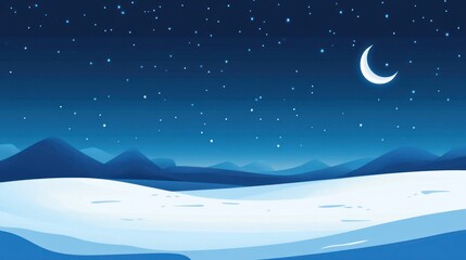 Fototapeta premium Snowy mountain landscape at night