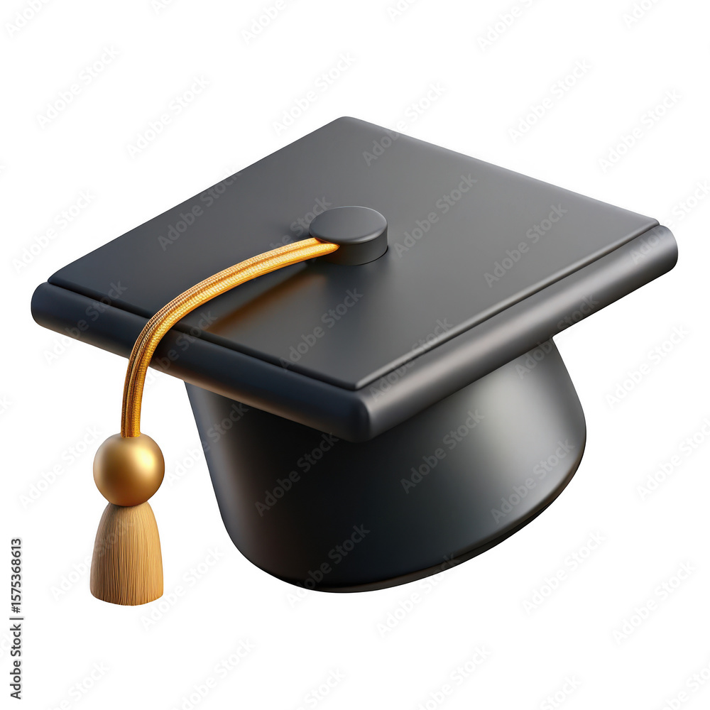 Poster 3d realistic graduation cap render isolated on transparent background