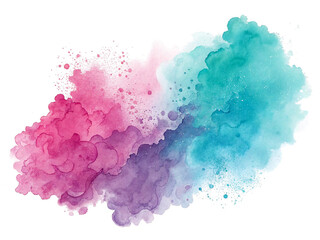 Fototapeta premium Vibrant watercolor paint splash with pink purple and turquoise gradient on white background image