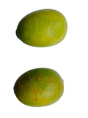 Green and yellow lemons on transparent background

