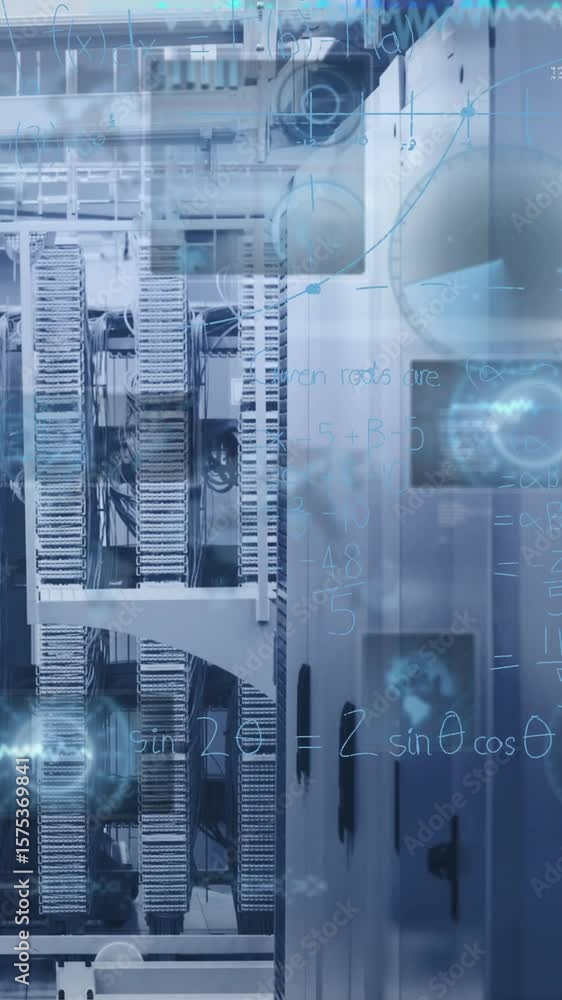 Poster animation of computer data processing over computer servers