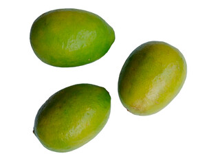 Green and yellow lemons on transparent background

