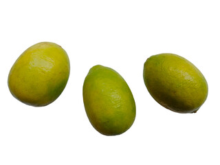 Green and yellow lemons on transparent background

