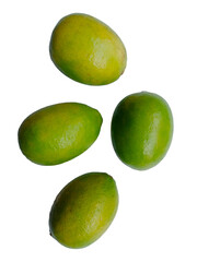 Green and yellow lemons on transparent background

