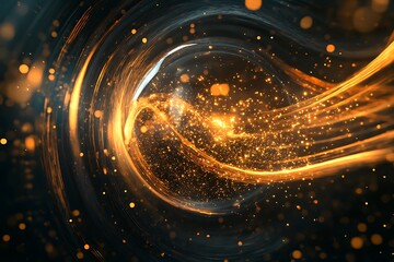 Obraz premium Swirling light streaks create energy with a galaxy of glowing particles on a dark backdrop