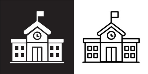 Fototapeta premium School solid and thin line web icon set. Vector illustration