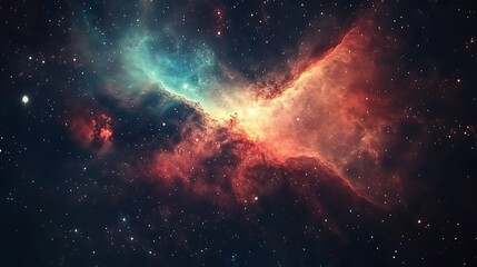 Swirling nebula shines brightly, showcasing vibrant colors against a backdrop filled with shining stars
