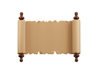 Open parchment scroll icon 3d render concept of old parchment scroll paper icon vector illustration