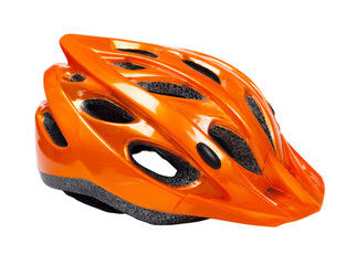 Bright orange bicycle helmet safety gear sport equipment, On Transparent Background, Png