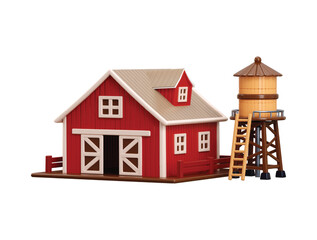 Farm barn with water tank icon 3d render concept of agriculture farm vintage barn icon vector illustration