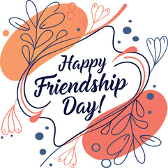 Festive Friendship Day Greeting Card with Colorful Splashes and Floral Accents