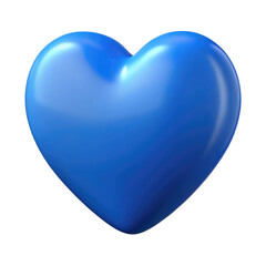 blue heart 3d render icon in cartoon plastic style minimal isolated on transparent white background, clipping path