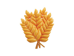 Wheat ear icon 3d render concept of Autumn farm harvest of barley with grain icon vector illustration