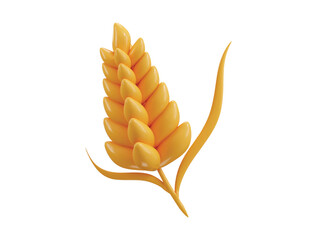 Wheat ear icon 3d render concept of Autumn farm harvest of barley with grain two and bundle yellow ripe rye icon vector illustration