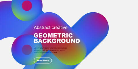 Abstract shapes, vibrant colors, modern design. Text promotes further reading, clean aesthetic, simple composition.