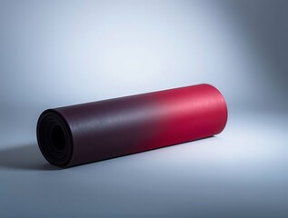 Rolled gradient exercise mat for fitness on a simple light background