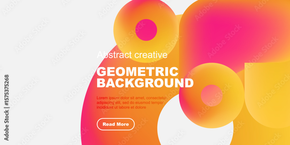 Aufkleber vibrant abstract shapes overlap, creating dynamic geometric background. text promotes further explor