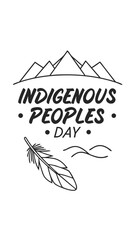 Fototapeta premium Celebrate indigenous peoples day with a striking graphic featuring mountains a feather and bold typography honoring heritage and culture