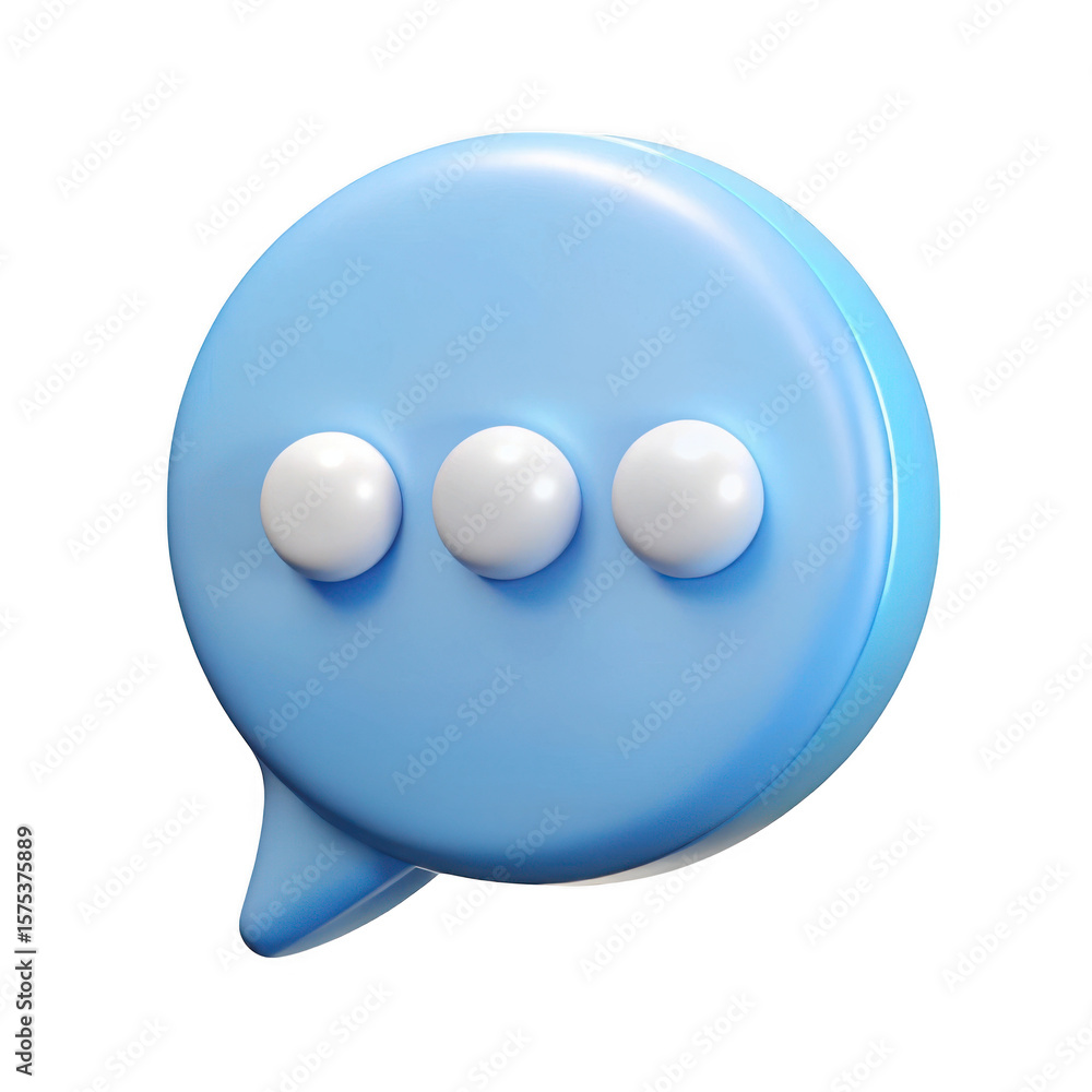 Poster 3d render of a blue speech bubble icon isolated on transparent background