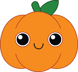 Chubby Kawaii Pumpkin Head with Leafy Loops – Fall Clipart