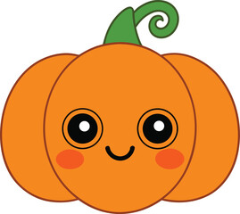 Chunky Orange Pumpkin Pal with Leafy Swirls – Cute Clipart