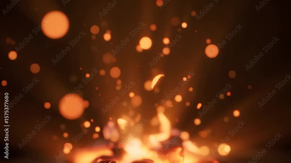 Aufkleber abstract fire and ember particles with glowing bokeh effect for creative designs and backgrounds