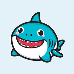 cute shark in kawaii style for kids T-shirt