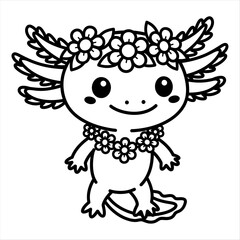Obraz premium Axolotl T-Shirt Design – Cute, Cartoon, Silhouette, and Psychedelic Styles