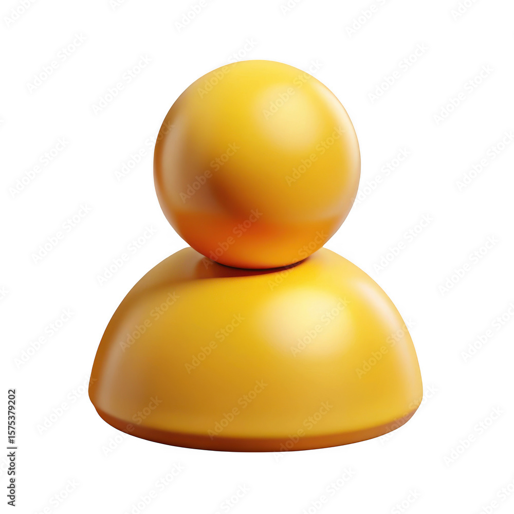 Aufkleber 3d render of yellow user icon isolated on transparent background