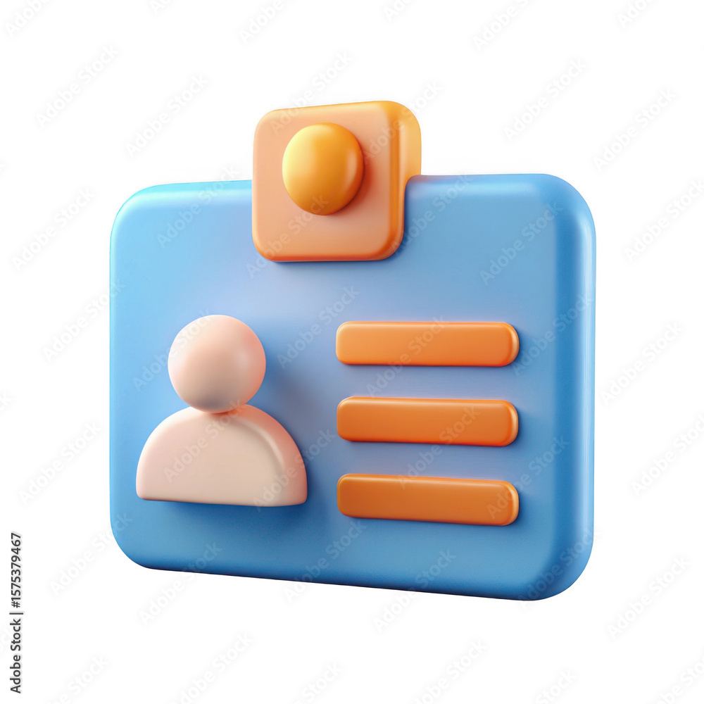 Poster 3d realistic id card badge modern ui icon isolated on transparent background