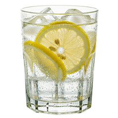 Refreshing Lemon Water with Ice – White Background
