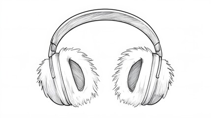 Sketch of Fluffy Winter Headphones: Music and Warmth