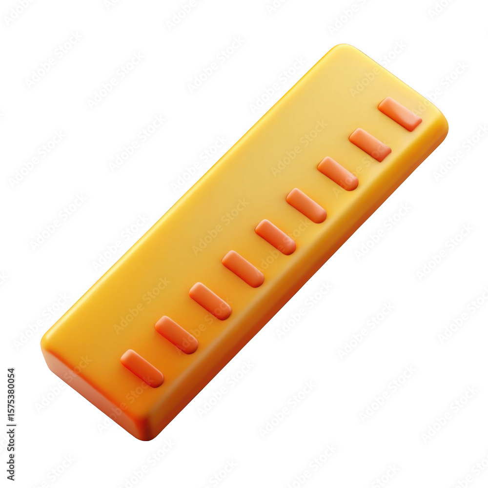 Poster 3d realistic orange ruler isolated on transparent background