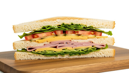 Ham and Cheese Sandwich with Lettuce and Tomato – White Background