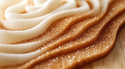 Golden Warm Breeze Meditation Design: Brown and white sugar with wavy patterns on a wooden surface.Optimizing economic performance in high-tech manufacturing with global industry insights analysis