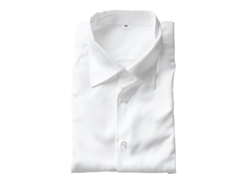 Crisp white men's dress shirt folded neatly, On Transparent Background, Png