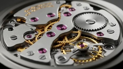 close up Detailed close-up view of watch movement gears