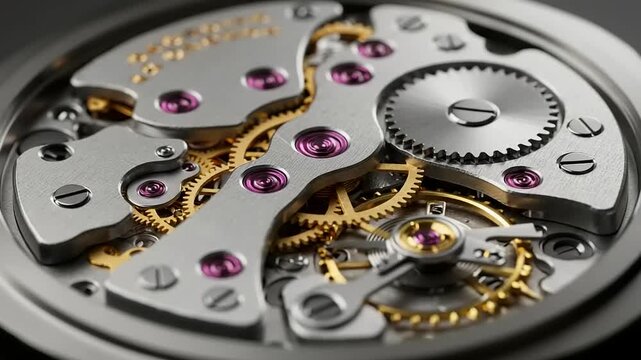 close up Detailed close-up view of watch movement gears